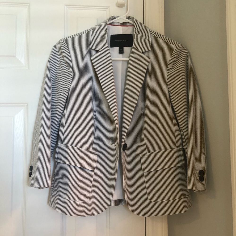 Banana Republic Seersucker Blazer 0P